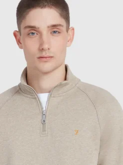 Farah Jim Quarter Zip Sweat - Brown