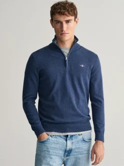 Gant Classic Cotton Quarter Zip - Blue