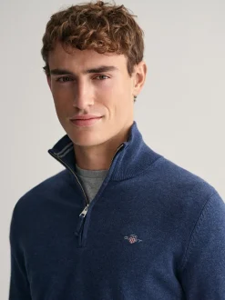 Gant Classic Cotton Quarter Zip - Blue