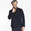 Herbie Frogg Honeycomb Double Breasted Blazer - Navy