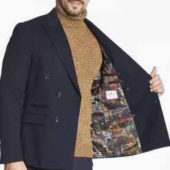 Herbie Frogg Honeycomb Double Breasted Blazer - Navy