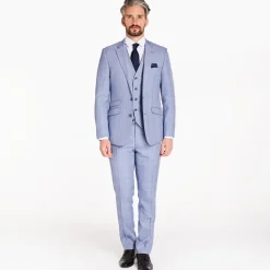 Herbie Frogg Light Check Regular Fit 3 Piece Suit - Blue