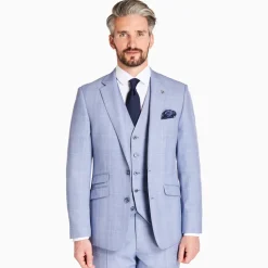 Herbie Frogg Light Check Regular Fit 3 Piece Suit - Blue
