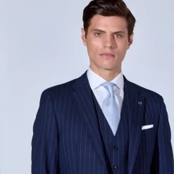 Herbie Frogg Regular Fit 3 Piece Suit Stripe Suit - Navy