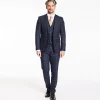Marco Capelli Check Peak Lapel Three Piece Suit Xslim - Navy