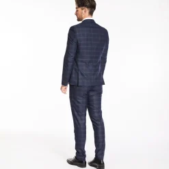 Marco Capelli Check Peak Lapel Three Piece Suit Xslim - Navy