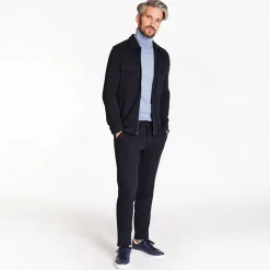 Marco Capelli Chest Pocket Knitted Zip Overshirt - Navy