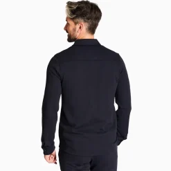 Marco Capelli Chest Pocket Knitted Zip Overshirt - Navy