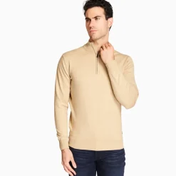 Marco Capelli Cotton Half Zip Knit - Stone