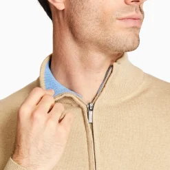 Marco Capelli Cotton Half Zip Knit - Stone