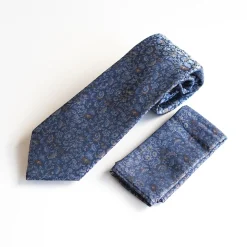 Marco Capelli Floral 8cm Silk Tie With Pocketsquare - Navy