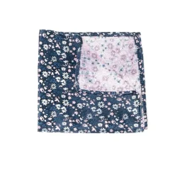 Marco Capelli Floral 7cm Tie With Pocket Square - Navy
