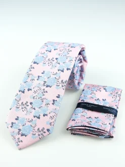 Marco Capelli Floral 7.5cm Tie With Pocket Square - Pink