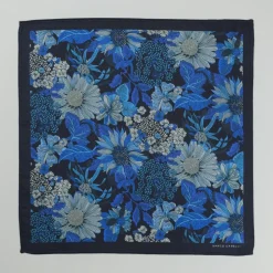 Marco Capelli Floral Silk Pocketsquare - Blue
