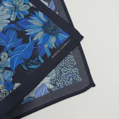 Marco Capelli Floral Silk Pocketsquare - Blue
