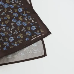 Marco Capelli Floral Silk Pocketsquare - Brown