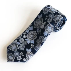 Marco Capelli Flower Silk Tie 8cm - Blue