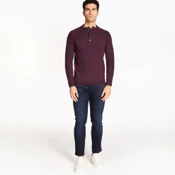 Marco Capelli Lambswool Zip & Button Knit - Red