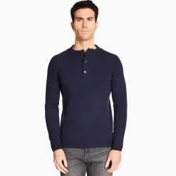Marco Capelli Lambswool Zip & Button Knit - Navy