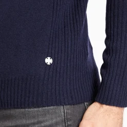 Marco Capelli Lambswool Zip & Button Knit - Navy