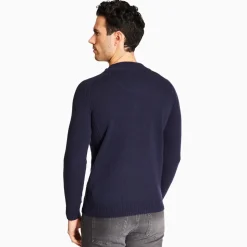 Marco Capelli Lambswool Zip & Button Knit - Navy