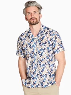 Marco Capelli Leaf Print Resort Shirt - Blue
