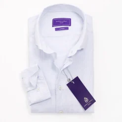 Marco Capelli Linen Mini Stripe Shirt - Blue