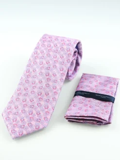 Marco Capelli Mini Floral 7.5cm Tie With Pocket Square - Pink