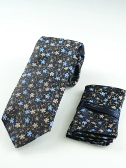 Marco Capelli Mini Floral 7.5cm Tie With Pocket Square - Brown