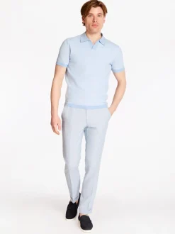 Marco Capelli Open Neck Structured Polo - Blue