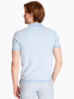 Marco Capelli Open Neck Structured Polo - Blue