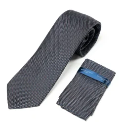 Marco Capelli Pattern 8cm Silk Tie With Pocket Square - Navy
