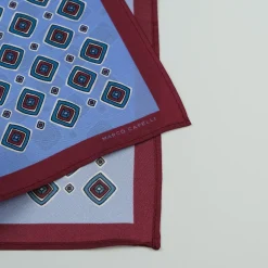 Marco Capelli Pattern Silk Pocketsquare - Blue