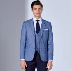 Marco Capelli Plain Linen Mixwaistcoat - Blue