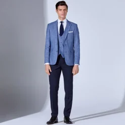 Marco Capelli Plain Linen Mixwaistcoat - Blue