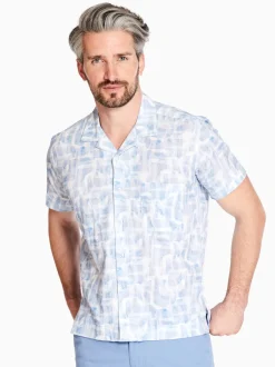 Marco Capelli Resort Geo Print Cuban Collar Shirt - Blue