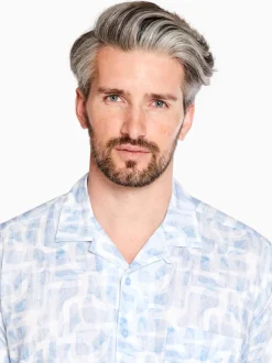 Marco Capelli Resort Geo Print Cuban Collar Shirt - Blue