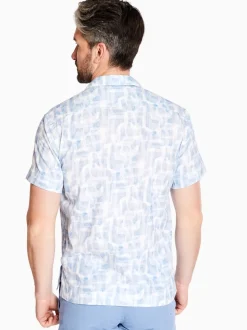Marco Capelli Resort Geo Print Cuban Collar Shirt - Blue