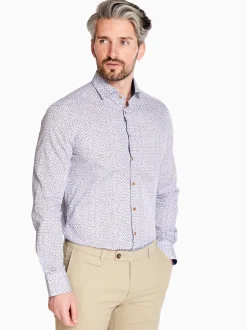 Marco Capelli Satin Stretch Abstract Flower Shirt - Blue