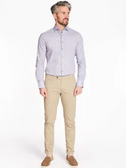 Marco Capelli Satin Stretch Abstract Flower Shirt - Blue