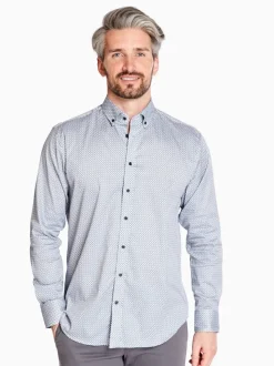 Marco Capelli Satin Stretch Triangle Print Shirt - Green