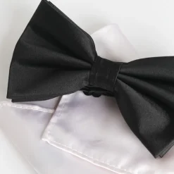 Marco Capelli Silk Black Bow & White Pocketsquare - Black