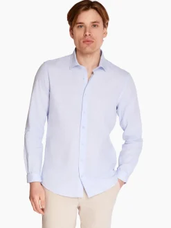 Marco Capelli Soft Washed Linen Mini Gingham Shirt - Blue