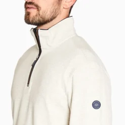 Marco Capelli Structured Jacquard Quarter Zip Sweat - White