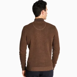 Marco Capelli Structured Two Tone Cotton Half Zip - Brown