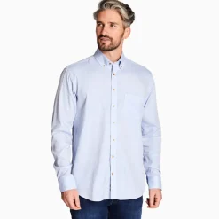 Marco Capelli Tencel Herringbone Cotton Wool Shirt - Blue