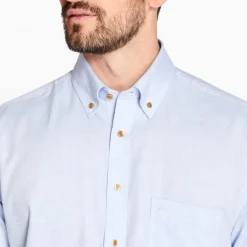 Marco Capelli Tencel Herringbone Cotton Wool Shirt - Blue