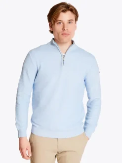 Marco Capelli Two Tone Jacquard Quarter Zip - Blue