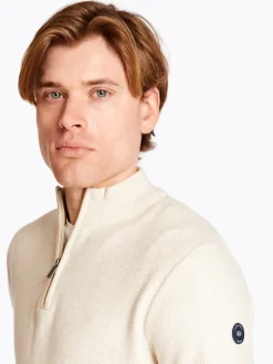 Marco Capelli Two Tone Jacquard Quarter Zip - Stone