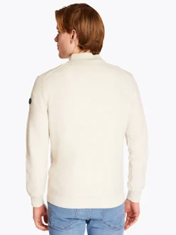 Marco Capelli Two Tone Jacquard Quarter Zip - Stone